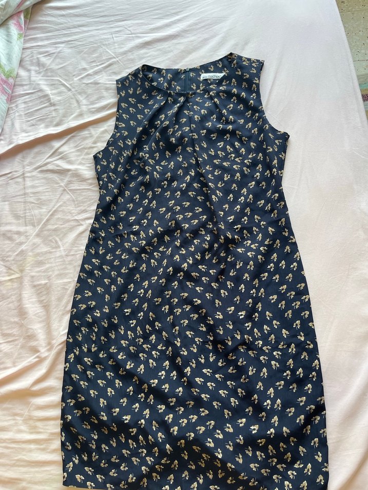 Lacivert Desenli Midi Elbise - Görsel 3