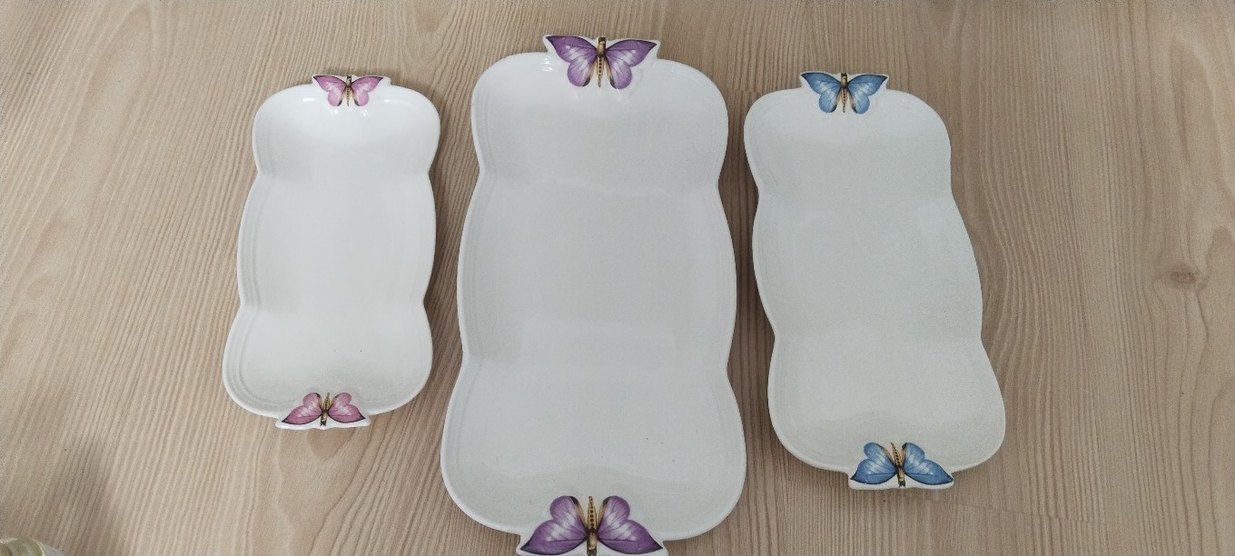 Kelebek Detaylı Beyaz Servis Tabağı - Görsel 2