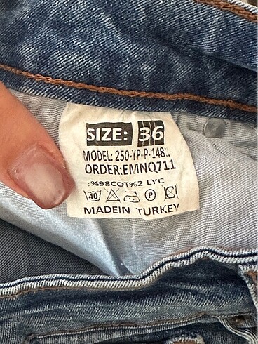 36 Beden mavi Renk Kot pantolon