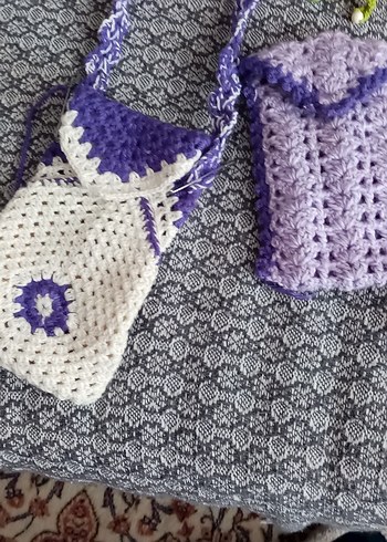 Mor Örgü Parmaksız Kadın Eldiven - Görsel 3