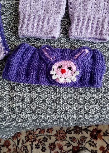 Mor Örgü Parmaksız Kadın Eldiven - Görsel 2