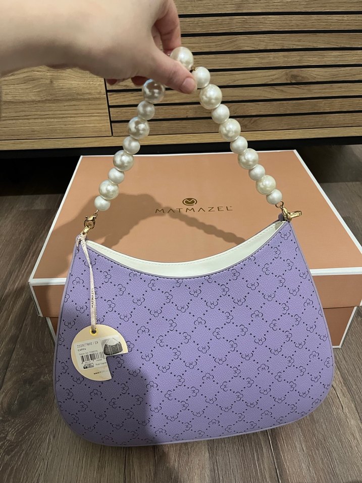 Mor Deri Kadın Çanta - Matmazel - Görsel 3