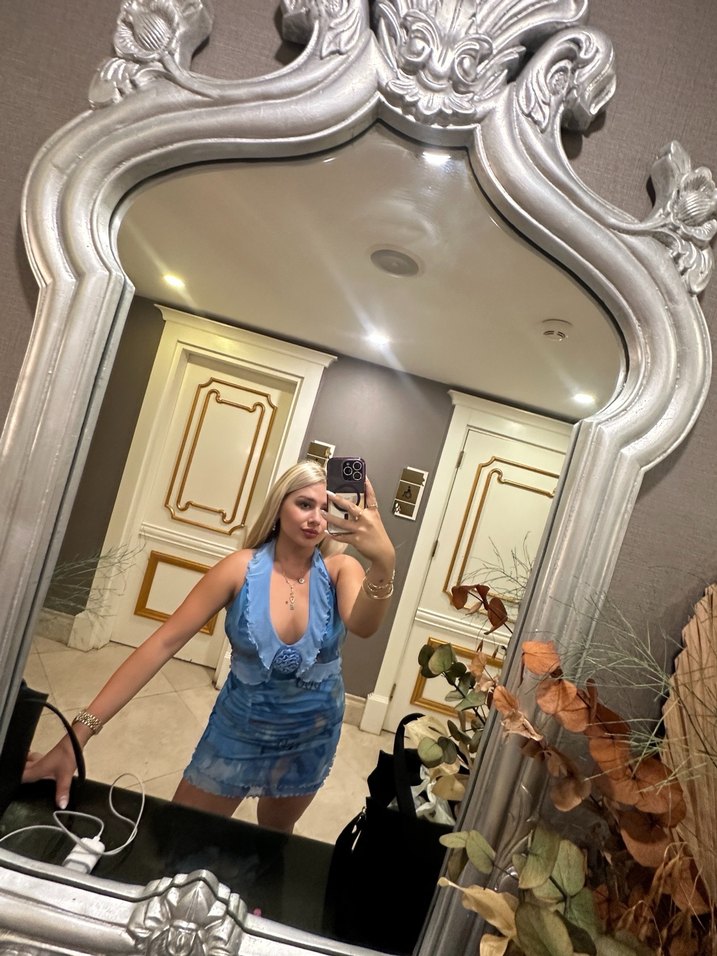 Mavi Straplez Mini  Elbise - Görsel 2