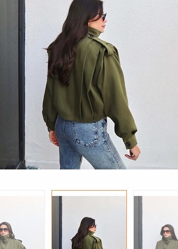 Kadın Haki Midi Boy Gömlek Ceket - Görsel 3