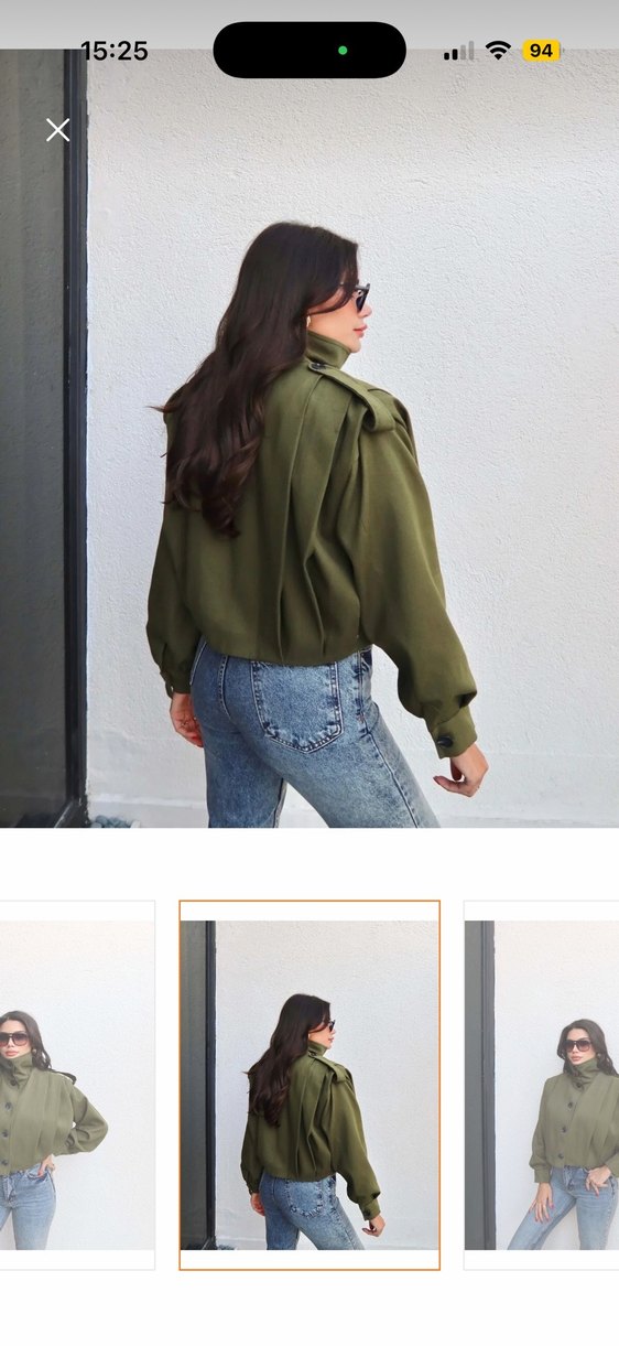Kadın Haki Midi Boy Gömlek Ceket - Görsel 3