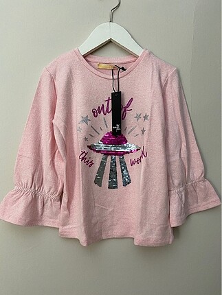 Pembe yumoş çocuk sweatshirt