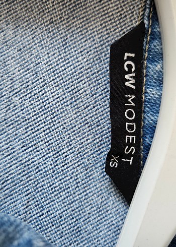 LCW Modest Kadın Gömlek Yaka Jean Ceket - Görsel 8