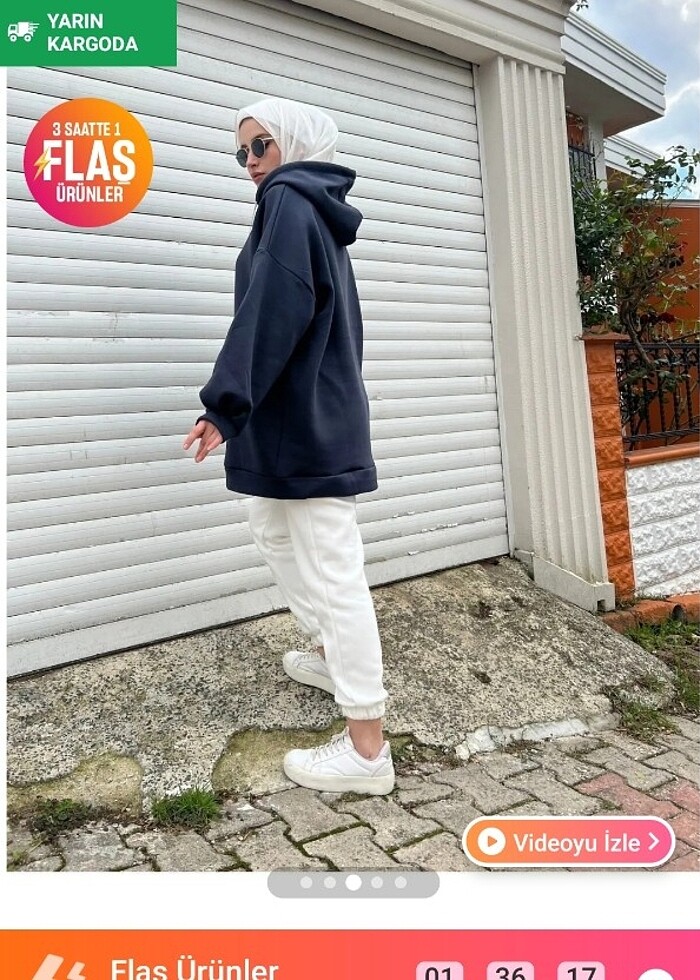 Oversize şardonlu sweatshirt - Görsel 3