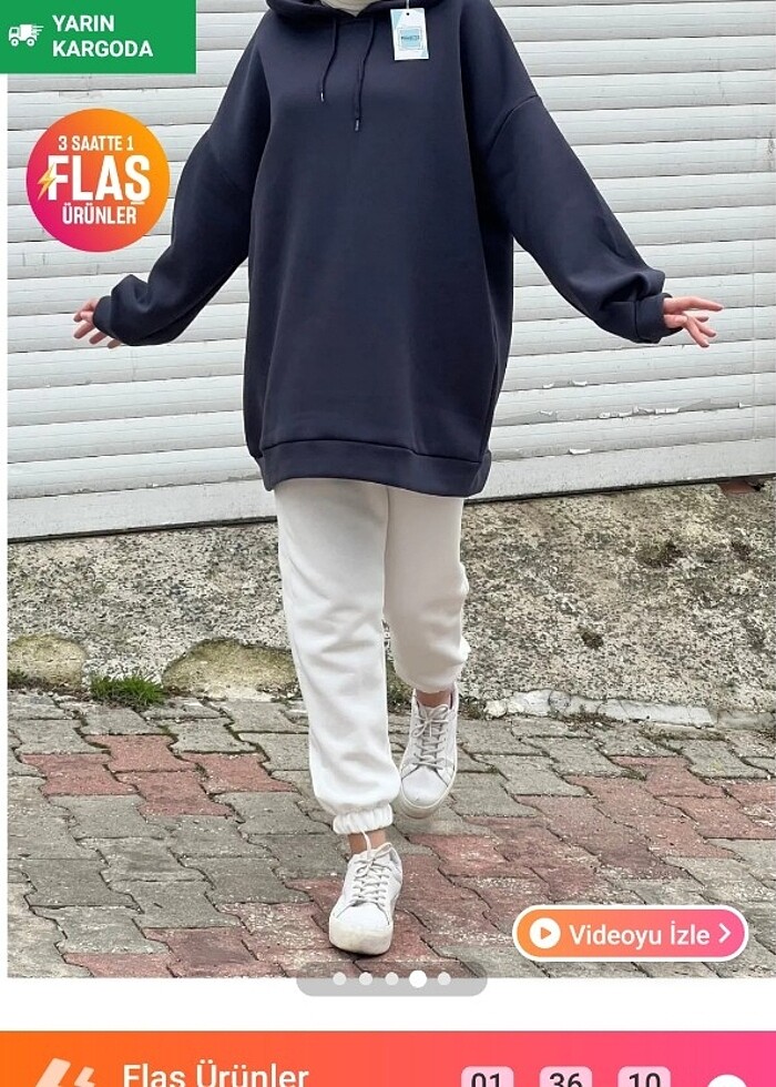 Oversize şardonlu sweatshirt - Görsel 2