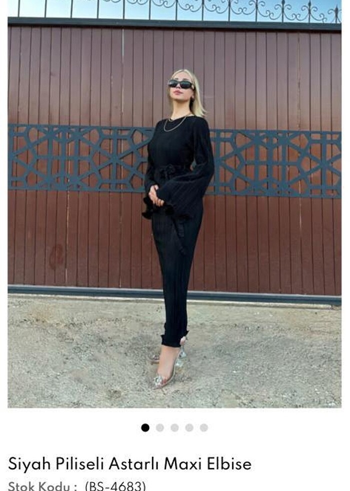 Siyah uzun elbise - Görsel 5