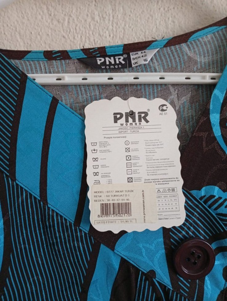 Bohem V Yakalı Turkuaz Desenli Hamile Tuniği - Görsel 2