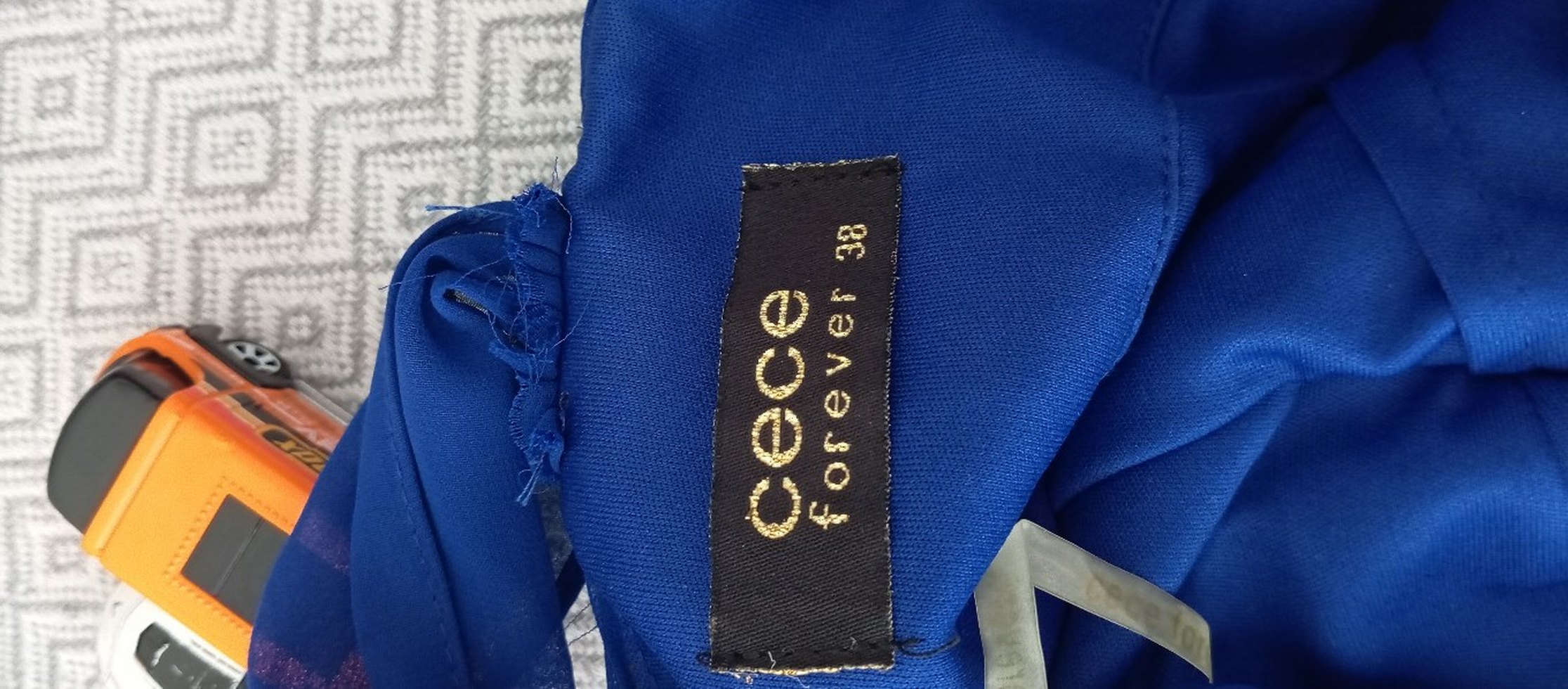 Mavi Uzun Drapeli Straplez Abiye Elbise - Görsel 4