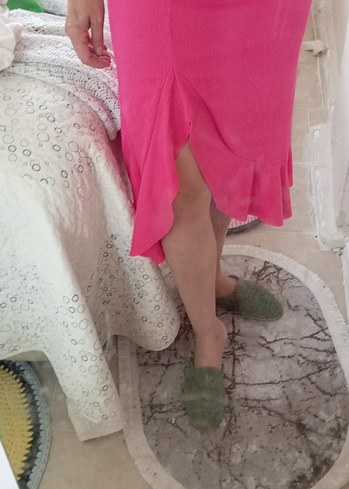 Pembe Fırfırlı Uzun Etek - Görsel 3