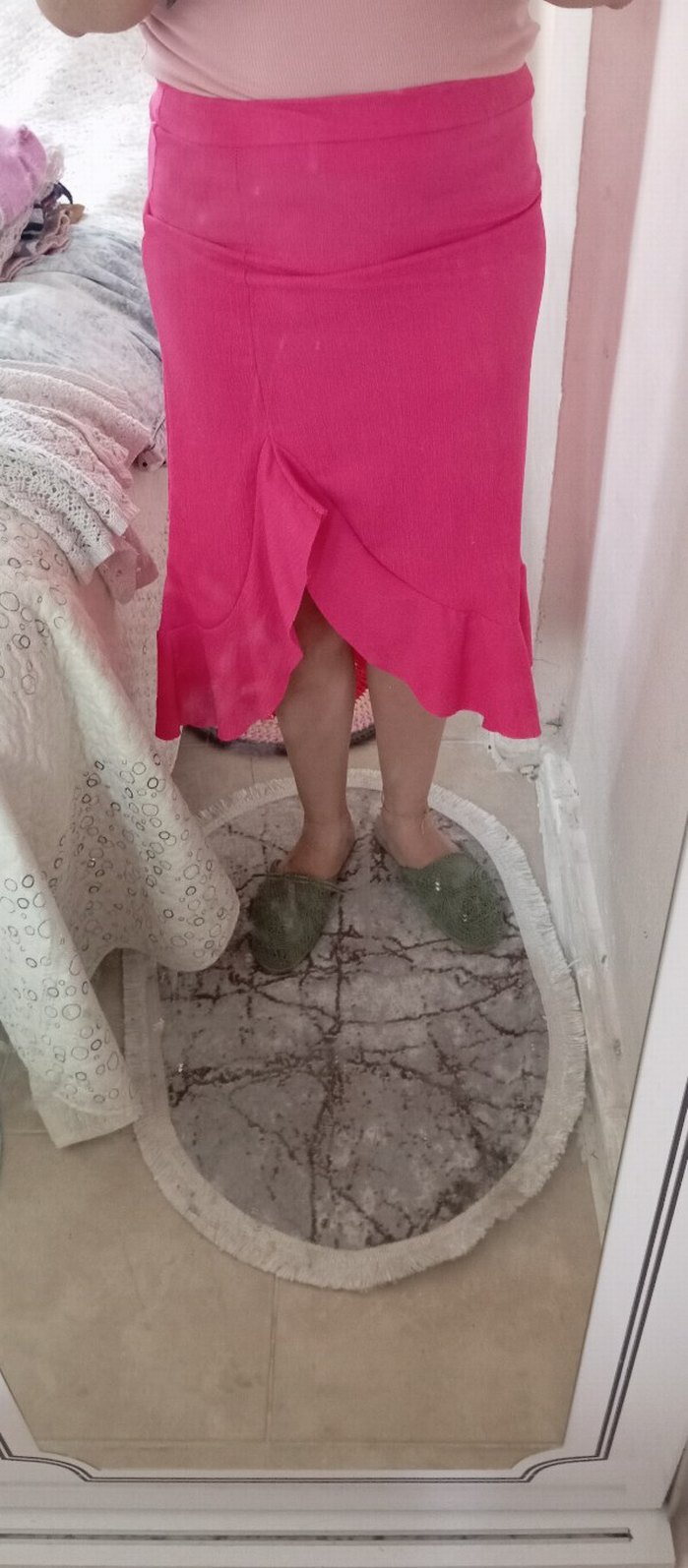 Pembe Fırfırlı Uzun Etek - Görsel 5