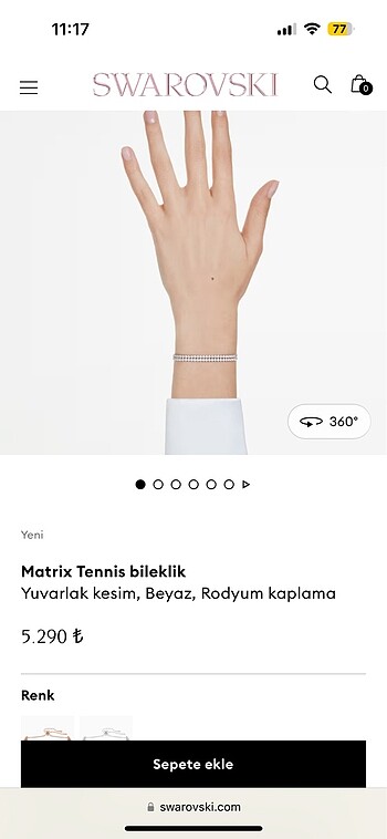  Beden Swarovski matrix tennis bleklik