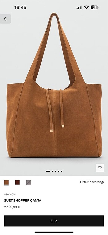 Mango yeni sezon süet shopper çanta