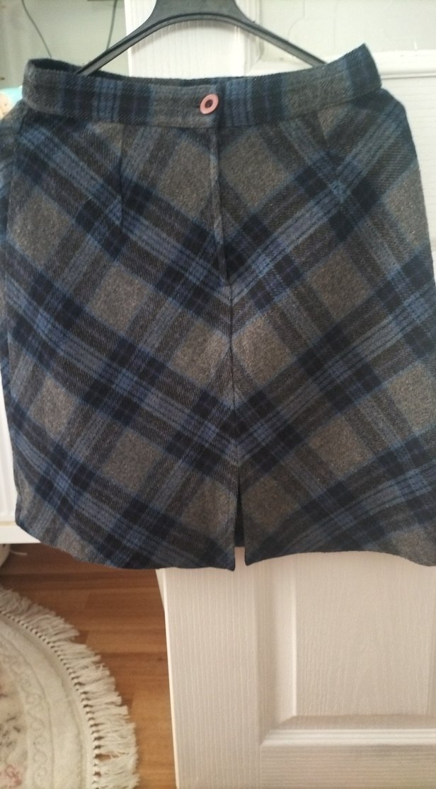 Gri Yün Midi Etek - Görsel 2