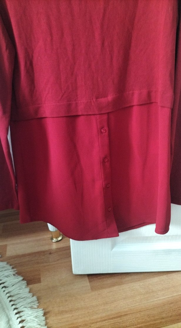 Düğmeli Kırmızı Tunik - Görsel 2