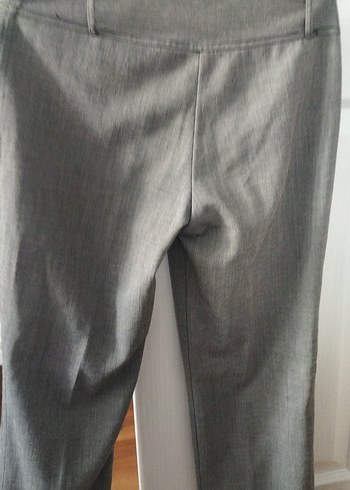 Gri Kadın Keten Kumaş Pantolon - Görsel 3