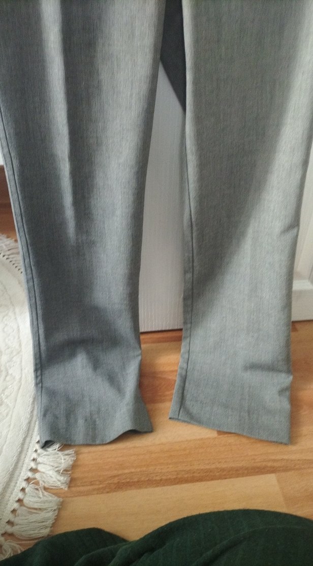 Gri Kadın Keten Kumaş Pantolon - Görsel 2