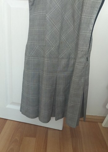 Gri Ekose Desenli Uzun Pilili etek - Görsel 3