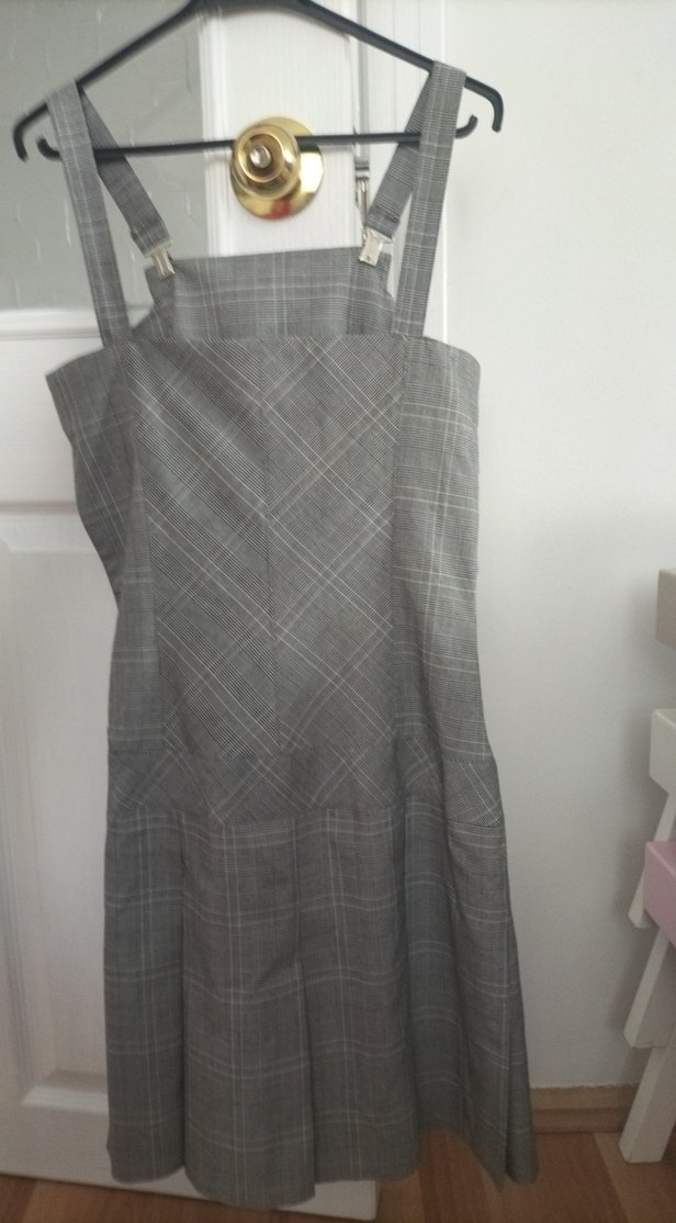 Gri Ekose Desenli Uzun Pilili etek - Görsel 4