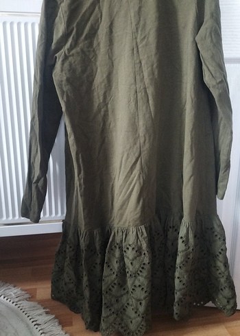 Kadın Bol Kesim Fırfırlı Keten Uzun Tunik - Görsel 2