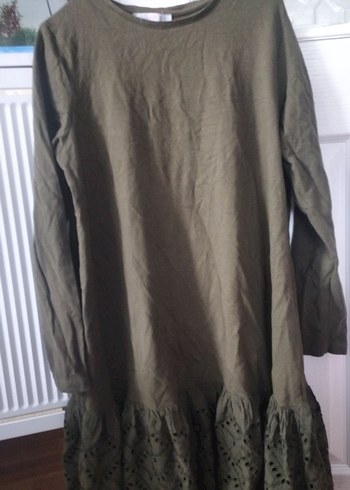 Kadın Bol Kesim Fırfırlı Keten Uzun Tunik - Görsel 3