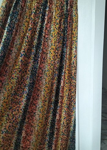 Bohem Çok Renkli Pileli Uzun Elbise - Görsel 3