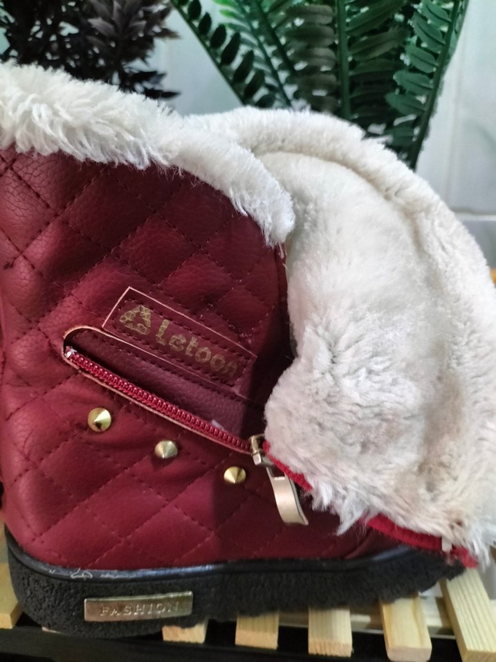 Kız Çocuk Kırmızı Süet Kürklü Nakışlı Bot - Görsel 4