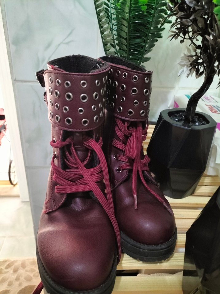 Bordo Tokalı Yüksek Topuklu Kız çocuk Bot - Görsel 2