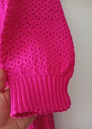 48 Beden pembe Renk Pembe Örgü Kadın Midi Hırka