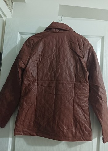 Düğmeli Kahverengi Kadın Deri Ceket - Görsel 6