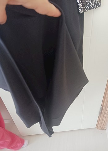 Uzun Kollu Siyah Kadın Abiye Elbise - Görsel 5