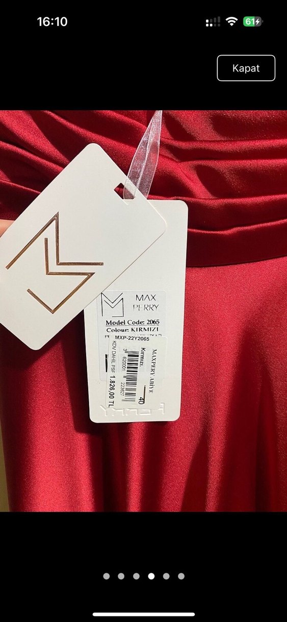 Uzun , drapeli kırmızı gece elbisesi. Kına gecesi - Görsel 4