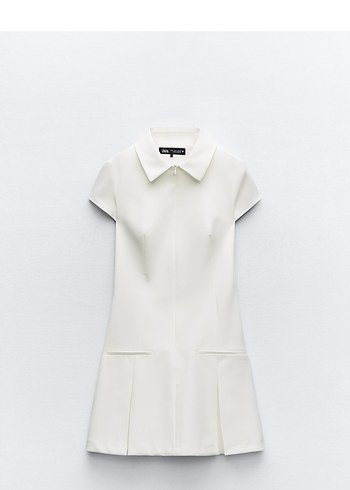 Zara Beyaz Kısa Kol Mini Elbise
