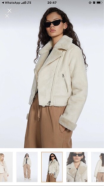Stradivarius ekru biker ceket