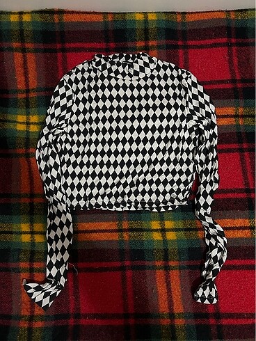 Addax Dama Desenli Crop Bluz