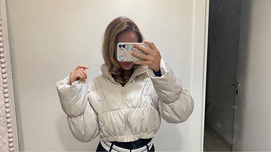 Hm Şişme crop mont