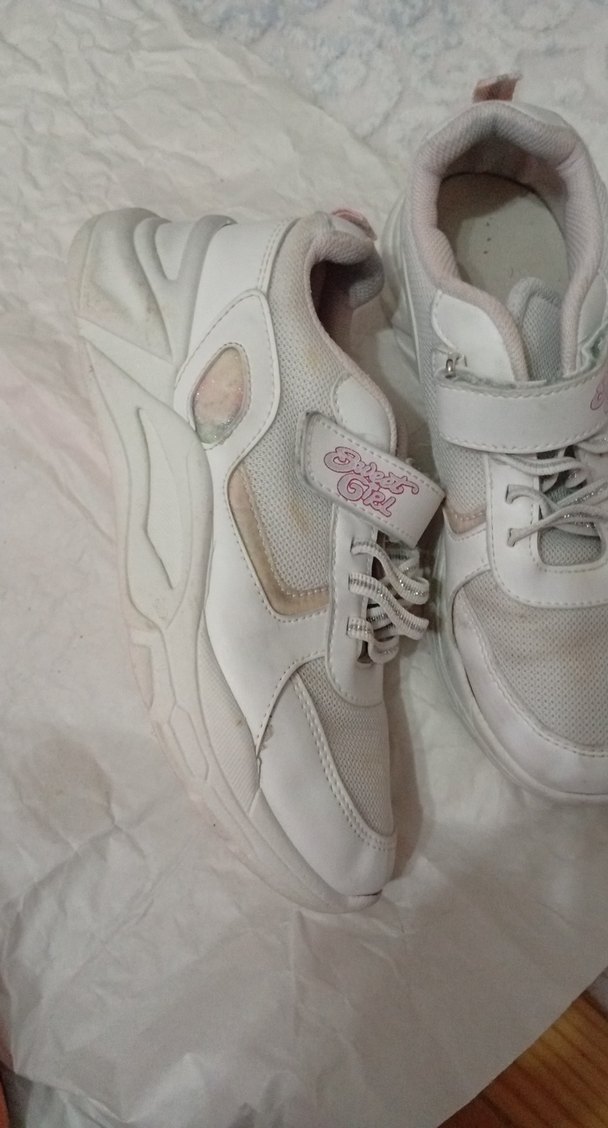 Kız Çocuk Beyaz Spor Ayakkabı Velcro - Görsel 2