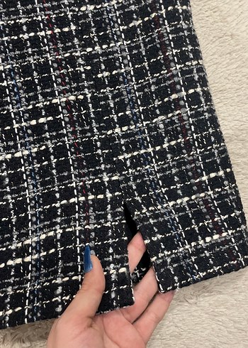 Kürk Detaylı Kareli Midi Etek - Görsel 2