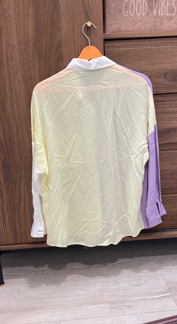 Pastel Renkli Düğmeli Uzun Kollu Salaş Gömlek - Görsel 2