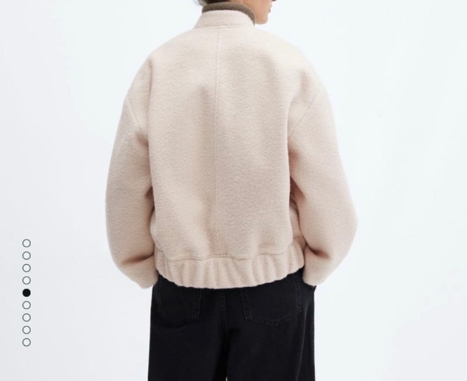 Mango Bej Kadın Peluş Bomber Ceket - Görsel 3