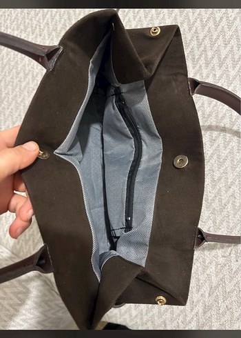 Kahverengi Süet Kadın Omuz Çantası - Görsel 9