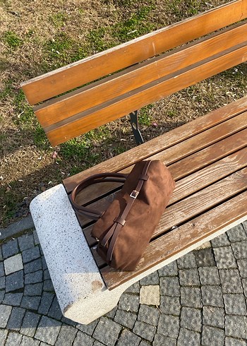 Kahverengi Süet Kadın Omuz Çantası - Görsel 3