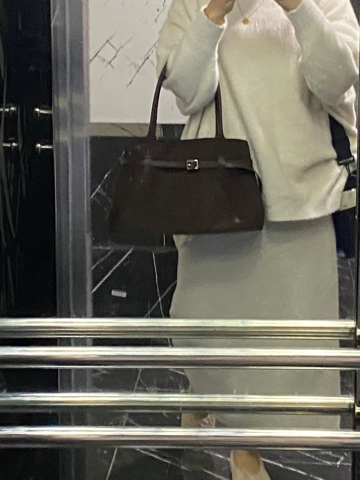 Kahverengi Süet Kadın Omuz Çantası - Görsel 5