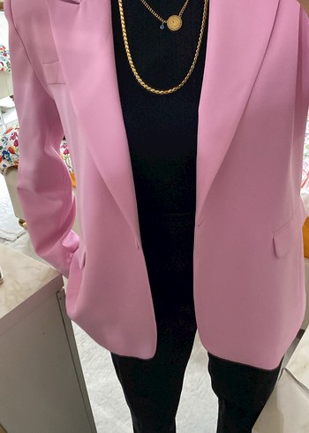 Pembe Düğmeli Kadın Blazer Ceket - Görsel 7
