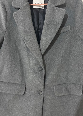 Düğmeli Gri Midi Kaşe ceket - Görsel 3