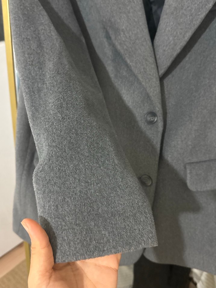 Düğmeli Gri Midi Kaşe ceket - Görsel 5