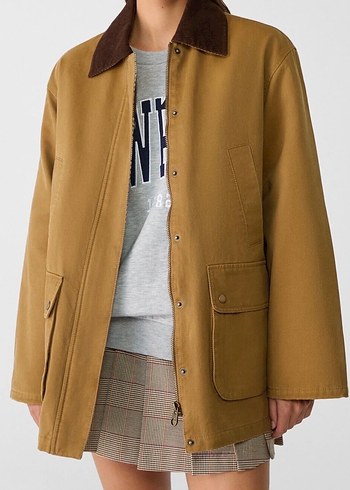 Stradivarius Çok Cepli Mumlu Görünümlü Parka - Görsel 4